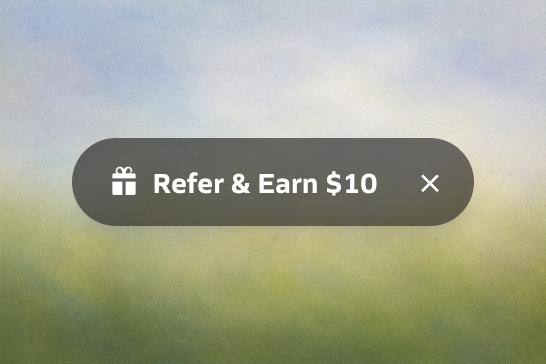 The refer-a-friend banner with a one-tap Refer & Earn action.